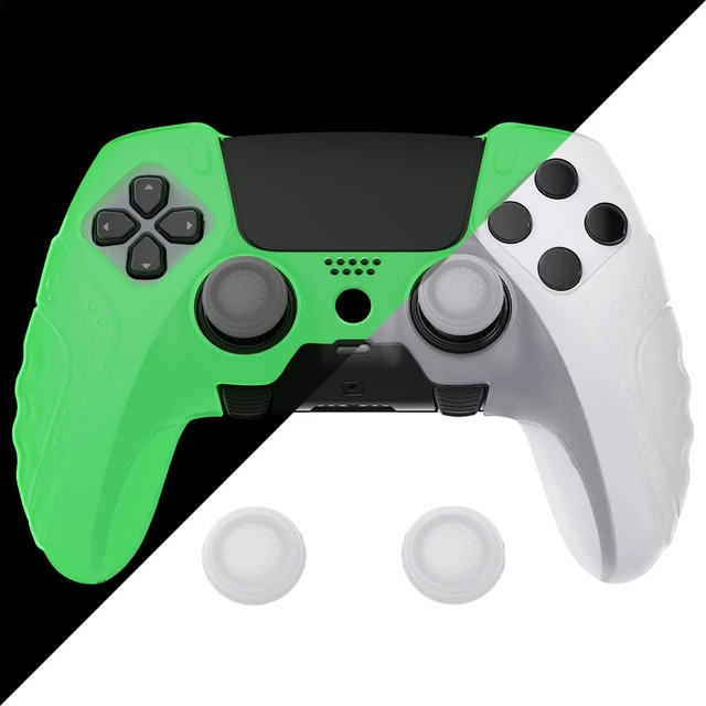 Main image of PlayVital Guardian Edition Glow in Dark Anti-Slip Ergonomic Silicone Cover Case for ps5 Edge Controller, Soft Rubber Protector Skin for ps5 Edge Wireless Controller with Thumb Grip Caps - Green