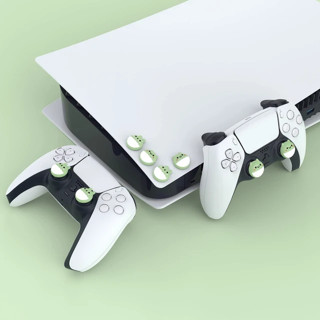 Alt view image 6 of 7 - PlayVital Cute Thumb Grip Caps for ps5/ps5 Edge Controller, Joystick Caps for Switch 2 Pro/Switch Pro, Thumbstick Cover for Xbox Series X/S, Elite Series 2, Xbox One - Rabbit & Squirrel, Matcha Green