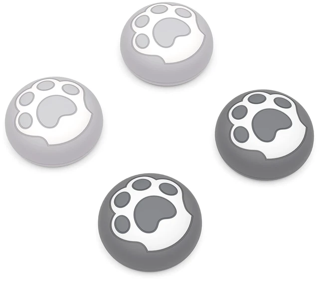 Main image of PlayVital Cat Paw Cute Thumb Grip Caps for ps5/4 Controller, Silicone Analog Stick Caps Cover for Xbox Series X/S, Thumbstick Caps for Switch Pro Controller - Gray & Light Gray