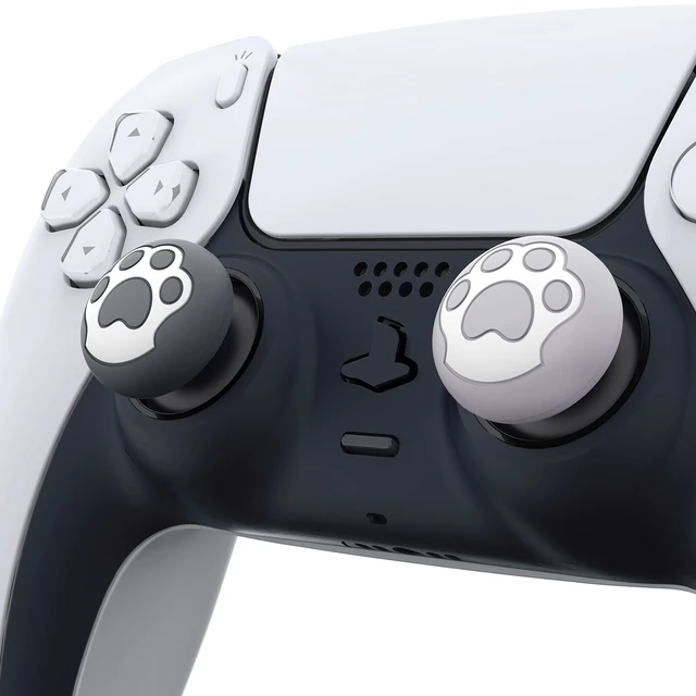 Alt view image 3 of 7 - PlayVital Cat Paw Cute Thumb Grip Caps for ps5/4 Controller, Silicone Analog Stick Caps Cover for Xbox Series X/S, Thumbstick Caps for Switch Pro Controller - Gray & Light Gray