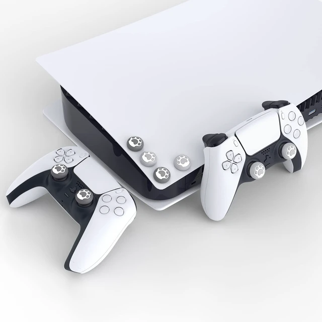 Alt view image 6 of 7 - PlayVital Cat Paw Cute Thumb Grip Caps for ps5/4 Controller, Silicone Analog Stick Caps Cover for Xbox Series X/S, Thumbstick Caps for Switch Pro Controller - Gray & Light Gray