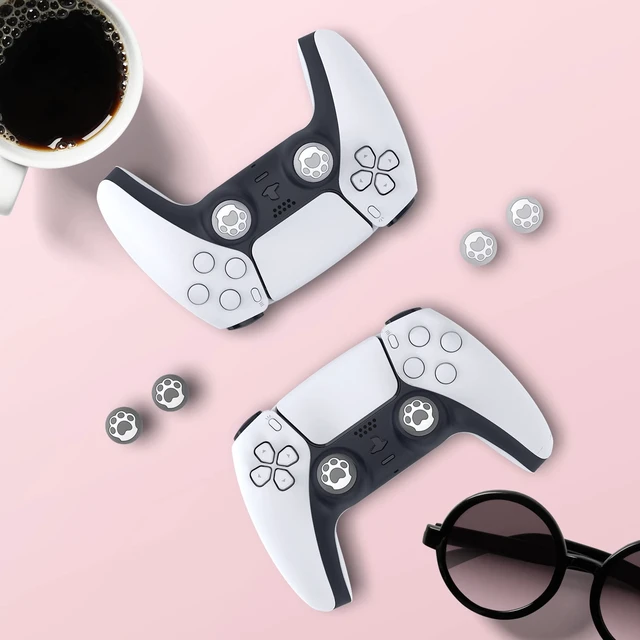 Alt view image 7 of 7 - PlayVital Cat Paw Cute Thumb Grip Caps for ps5/4 Controller, Silicone Analog Stick Caps Cover for Xbox Series X/S, Thumbstick Caps for Switch Pro Controller - Gray & Light Gray