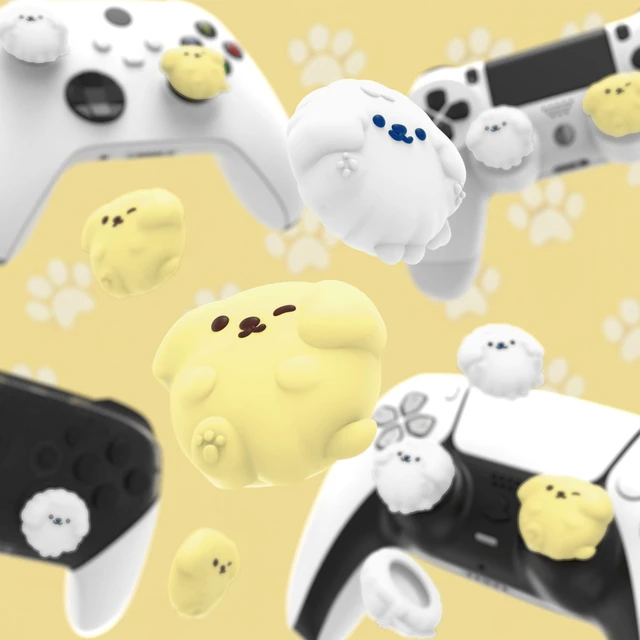 Alt view image 5 of 7 - PlayVital Cute Thumb Grip Caps for ps5, Edge, ps4 Controller, Silicone Analog Stick Cover for Xbox Series X/S, Elite Series 2 Controller, Thumb Caps for Switch 2 Pro Controller - Fluffy & Winky Pups