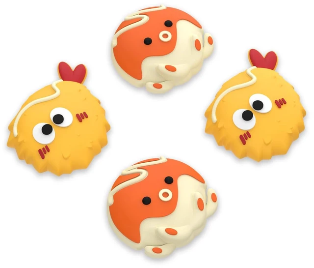 Main image of PlayVital Cute Thumb Grip Caps for Nintendo Switch 2 Pro, Switch Pro Controller, Joystick Caps Cover for ps5, Edge, ps4, Xbox Series X/S, Xbox One, Elite Series 2 Controller - Tempura and Takoyaki