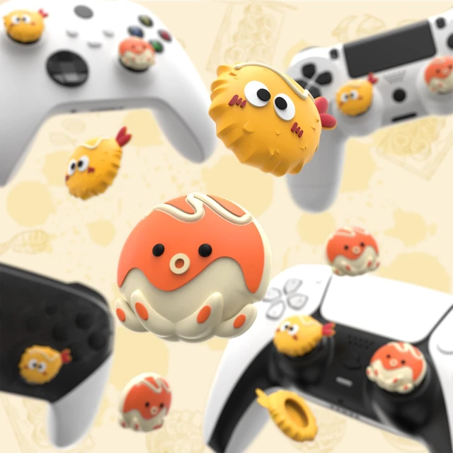Alt view image 5 of 7 - PlayVital Cute Thumb Grip Caps for Nintendo Switch 2 Pro, Switch Pro Controller, Joystick Caps Cover for ps5, Edge, ps4, Xbox Series X/S, Xbox One, Elite Series 2 Controller - Tempura and Takoyaki