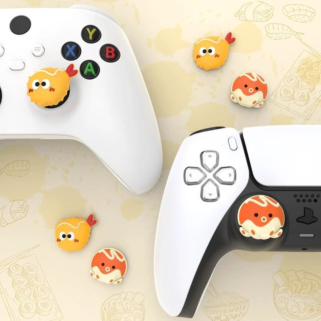 Alt view image 6 of 7 - PlayVital Cute Thumb Grip Caps for Nintendo Switch 2 Pro, Switch Pro Controller, Joystick Caps Cover for ps5, Edge, ps4, Xbox Series X/S, Xbox One, Elite Series 2 Controller - Tempura and Takoyaki