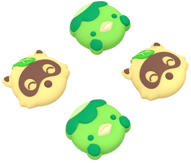 Main image of PlayVital Cute Thumb Grip Caps for Nintendo Switch 2 Pro, Switch Pro Controller, Silicone Joystick Caps Cover for ps5, Edge, ps4, Xbox Series X/S, Xbox One, Elite Series 2 Controller - Tanuki & Kappa