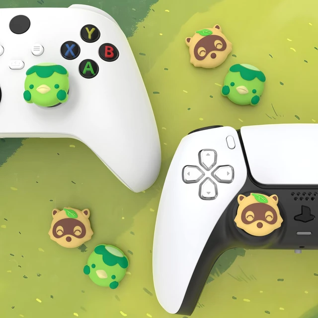Alt view image 6 of 7 - PlayVital Cute Thumb Grip Caps for Nintendo Switch 2 Pro, Switch Pro Controller, Silicone Joystick Caps Cover for ps5, Edge, ps4, Xbox Series X/S, Xbox One, Elite Series 2 Controller - Tanuki & Kappa