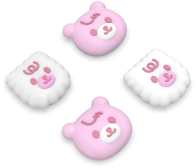 Main image of PlayVital Thumb Grip Caps for Xbox Series S/X, Xbox One, Elite Series 2 Controller, Cute Joystick Caps for ps5/EDGE/ps4, Thumbstick Cover for Switch 2 Pro/Switch Pro - Cute Bear, White & Pink