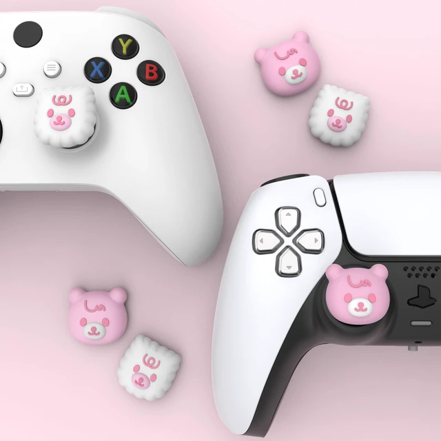 Alt view image 3 of 7 - PlayVital Thumb Grip Caps for Xbox Series S/X, Xbox One, Elite Series 2 Controller, Cute Joystick Caps for ps5/EDGE/ps4, Thumbstick Cover for Switch 2 Pro/Switch Pro - Cute Bear, White & Pink