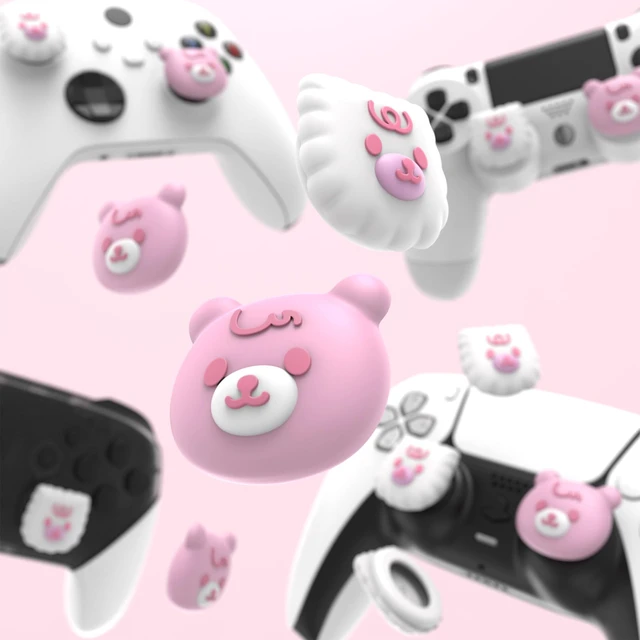 Alt view image 5 of 7 - PlayVital Thumb Grip Caps for Xbox Series S/X, Xbox One, Elite Series 2 Controller, Cute Joystick Caps for ps5/EDGE/ps4, Thumbstick Cover for Switch 2 Pro/Switch Pro - Cute Bear, White & Pink