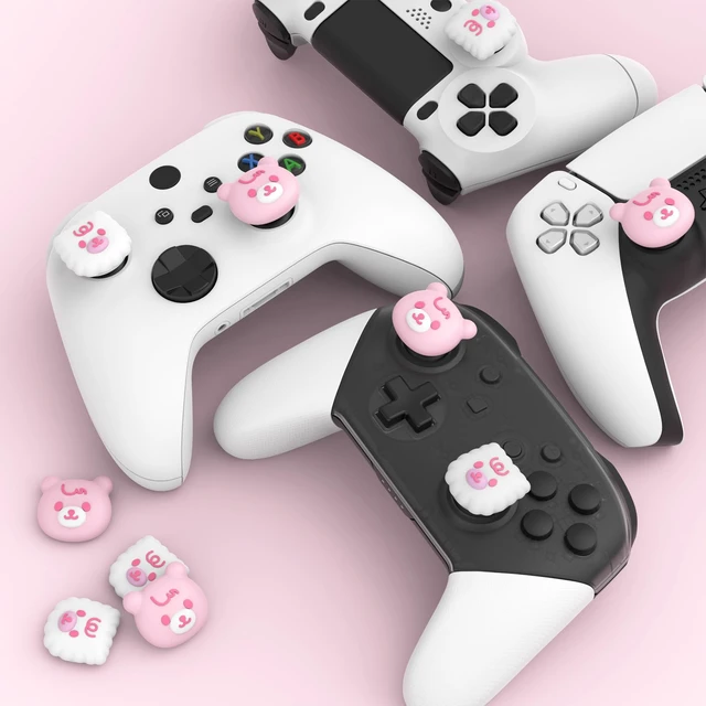 Alt view image 6 of 7 - PlayVital Thumb Grip Caps for Xbox Series S/X, Xbox One, Elite Series 2 Controller, Cute Joystick Caps for ps5/EDGE/ps4, Thumbstick Cover for Switch 2 Pro/Switch Pro - Cute Bear, White & Pink