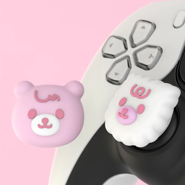 Alt view image 4 of 7 - PlayVital Thumb Grip Caps for Xbox Series S/X, Xbox One, Elite Series 2 Controller, Cute Joystick Caps for ps5/EDGE/ps4, Thumbstick Cover for Switch 2 Pro/Switch Pro - Cute Bear, White & Pink
