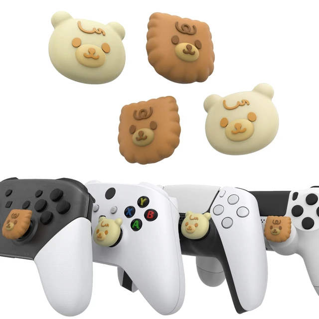 Alt view image 2 of 7 - PlayVital Thumb Grip Caps for Xbox Series S/X, Xbox One, Elite Series 2 Controller, Cute Joystick Caps for ps5/EDGE/ps4, Thumbstick Cover for Switch 2 Pro/Switch Pro Controller - Cute Bear