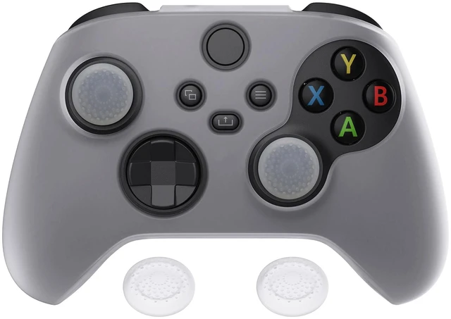Main image of PlayVital Transparent Clear White Pure Series Anti-Slip Silicone Cover Skin for Xbox Series X/S Controller, Soft Rubber Case Protector for Xbox Core Wireless Controller with Thumb Grip Caps