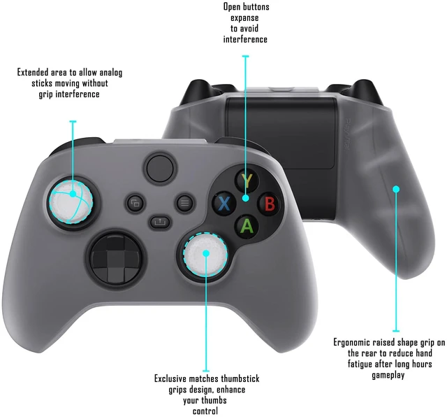 Alt view image 3 of 7 - PlayVital Transparent Clear White Pure Series Anti-Slip Silicone Cover Skin for Xbox Series X/S Controller, Soft Rubber Case Protector for Xbox Core Wireless Controller with Thumb Grip Caps