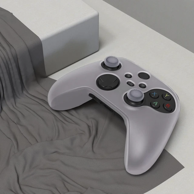 Alt view image 5 of 7 - PlayVital Transparent Clear White Pure Series Anti-Slip Silicone Cover Skin for Xbox Series X/S Controller, Soft Rubber Case Protector for Xbox Core Wireless Controller with Thumb Grip Caps