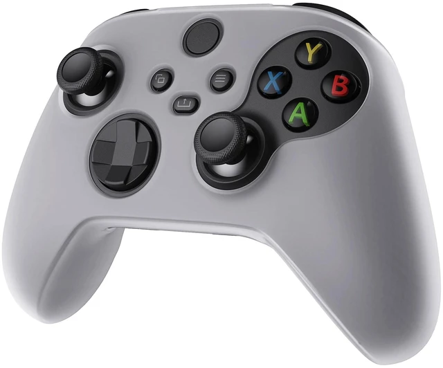 Alt view image 6 of 7 - PlayVital Transparent Clear White Pure Series Anti-Slip Silicone Cover Skin for Xbox Series X/S Controller, Soft Rubber Case Protector for Xbox Core Wireless Controller with Thumb Grip Caps