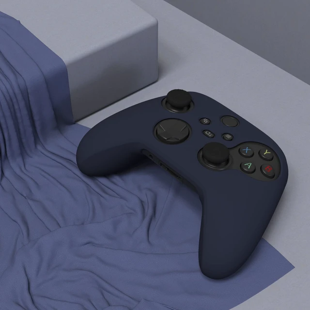 Alt view image 5 of 7 - PlayVital Midnight Blue Pure Series Anti-Slip Silicone Cover Skin for Xbox Series X Controller, Soft Rubber Case Protector for Xbox Core Wireless Controller with Black Thumb Grip Caps