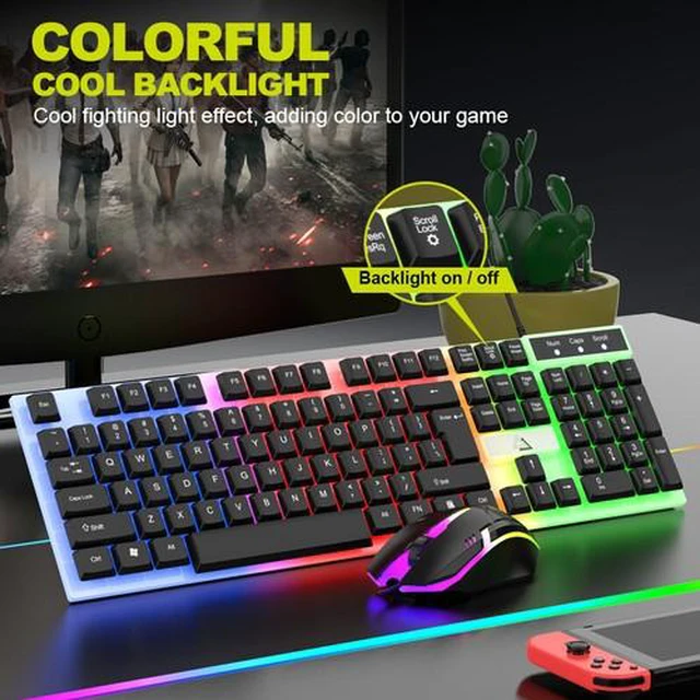 Alt view image 2 of 7 - Wired Mechanical Gaming Keyboard and Mouse Set RGB LED Backlit for PC Computer