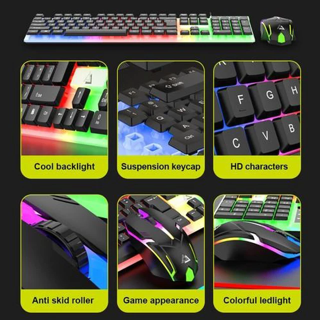 Alt view image 6 of 7 - Wired Mechanical Gaming Keyboard and Mouse Set RGB LED Backlit for PC Computer