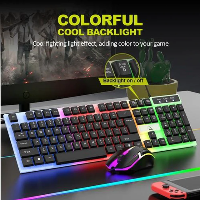 Alt view image 7 of 7 - Wired Mechanical Gaming Keyboard and Mouse Set RGB LED Backlit for PC Computer