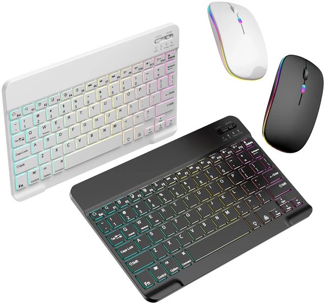 Alt view image 3 of 7 - RGB Wireless Backlit Gaming Keyboard and Mouse Set USB Rechargeable - 7 Colors, White