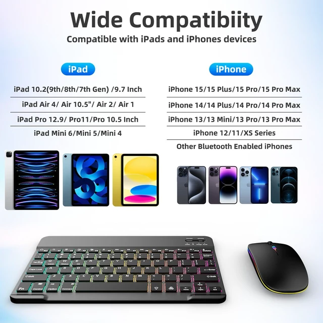 Alt view image 6 of 7 - RGB Wireless Backlit Gaming Keyboard and Mouse Set USB Rechargeable - 7 Colors, White