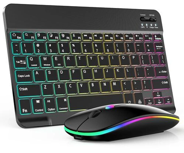 Main image of RGB Wireless Backlit Gaming Keyboard and Mouse Set USB Rechargeable - 7 Colors, Black