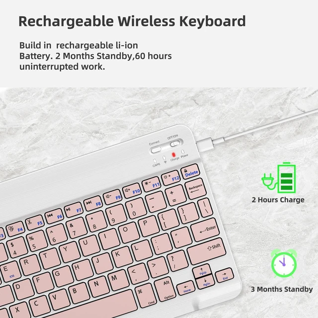 Alt view image 6 of 7 - Slim Mini 32.8ft Wireless Keyboard and Mouse Combo Set For PC Laptop Computer, Blue