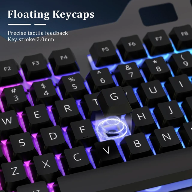 Alt view image 6 of 7 - Computer Desktop Gaming Keyboard and Mouse Mechanical Feel LED Light Backlit