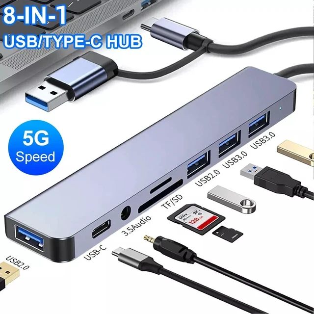 Main image of 7/8 Port USB-C Hub Adapter - 5G Speed Multi Splitter for PC, Laptop & MacBook
