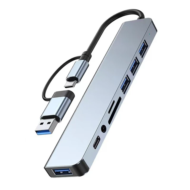 Alt view image 2 of 7 - 7/8 Port USB-C Hub Adapter - 5G Speed Multi Splitter for PC, Laptop & MacBook