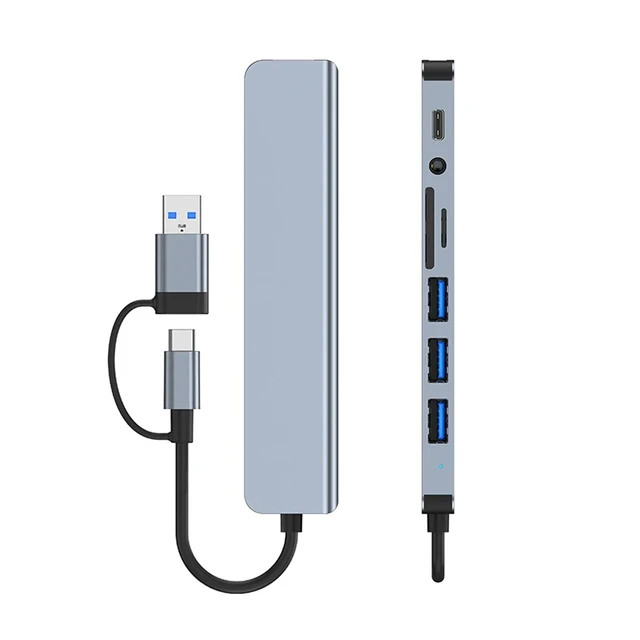 Alt view image 3 of 7 - 7/8 Port USB-C Hub Adapter - 5G Speed Multi Splitter for PC, Laptop & MacBook