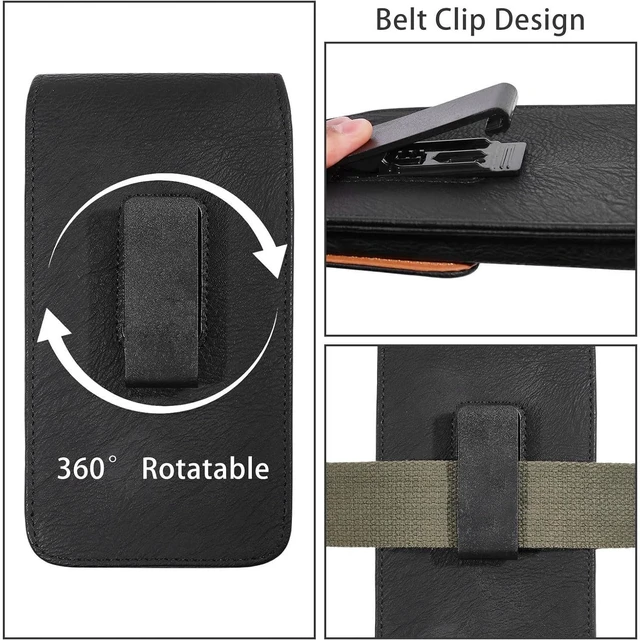 Alt view image 3 of 7 - Men Cell Phone Belt Pack Bag Loop Waist Holster Pouch Case Leather Wallet Cover, Black