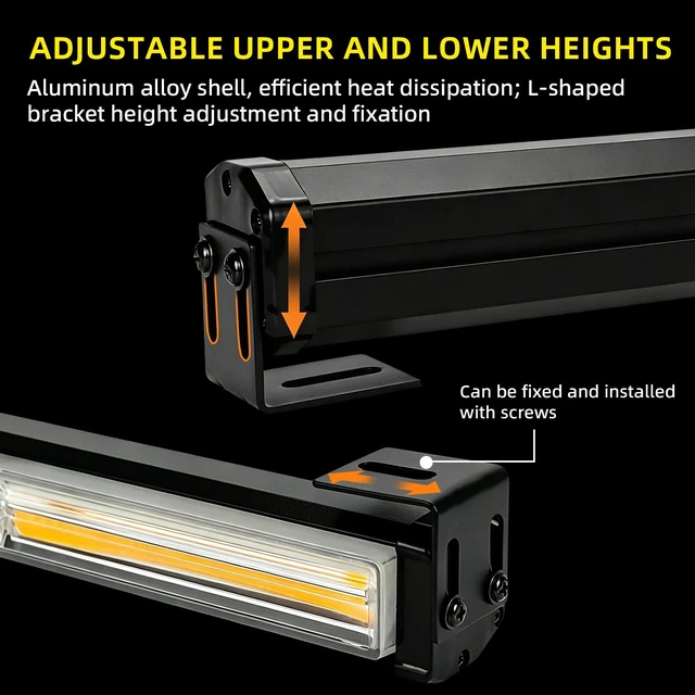 Alt view image 5 of 7 - Universal LED Strobe Warning Light Bar 1224V 3Section Vehicle Emergency Light