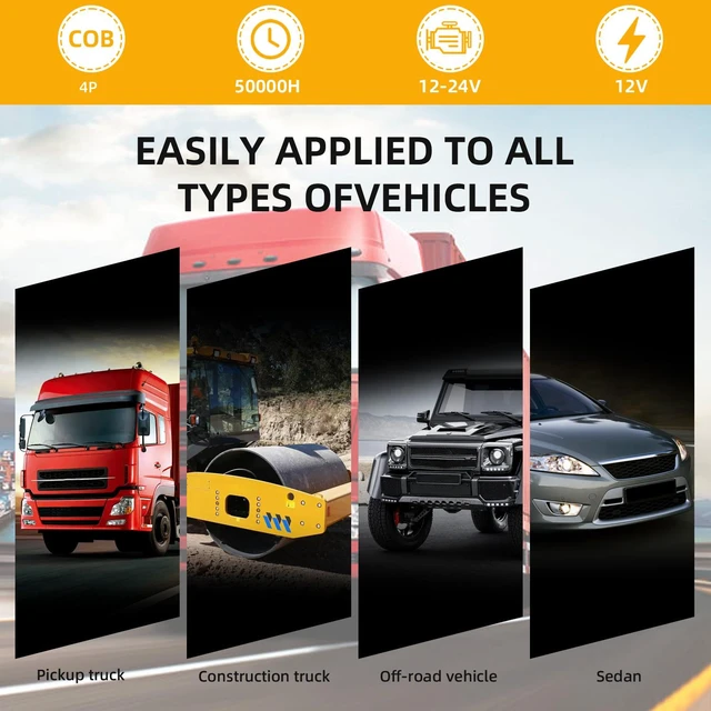 Alt view image 6 of 7 - Universal LED Strobe Warning Light Bar 1224V 3Section Vehicle Emergency Light