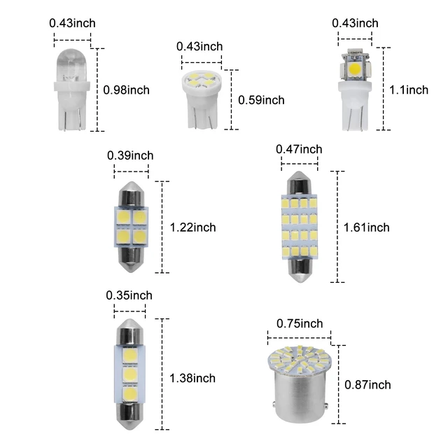 Alt view image 2 of 7 - 28PCS Car Interior Combo LED Map Dome Trunk License Plate Light Bulbs 6000K