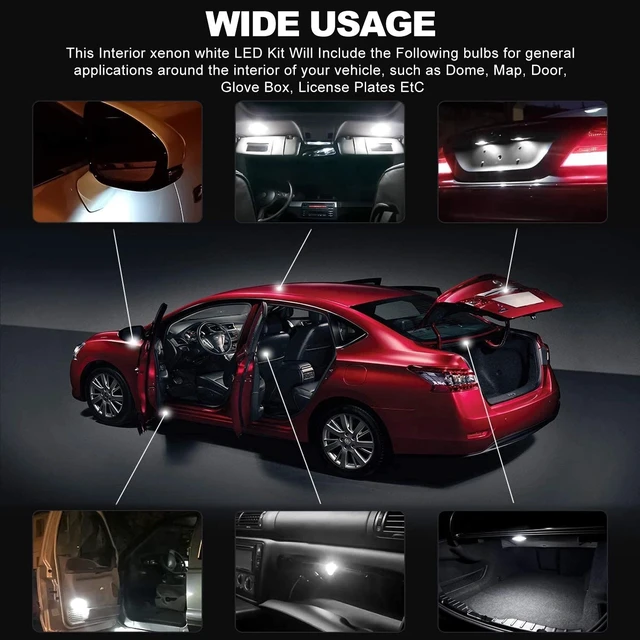 Alt view image 3 of 7 - 28PCS Car Interior Combo LED Map Dome Trunk License Plate Light Bulbs 6000K