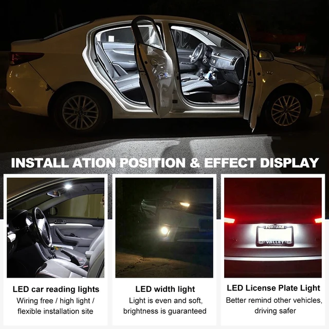 Alt view image 4 of 7 - 28PCS Car Interior Combo LED Map Dome Trunk License Plate Light Bulbs 6000K