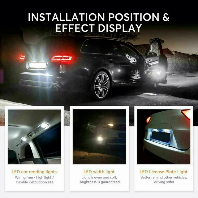 Alt view image 4 of 7 - 20PCS LED Interior Lights Bulbs Kit Car Trunk Dome License Plate Lamps 6000K