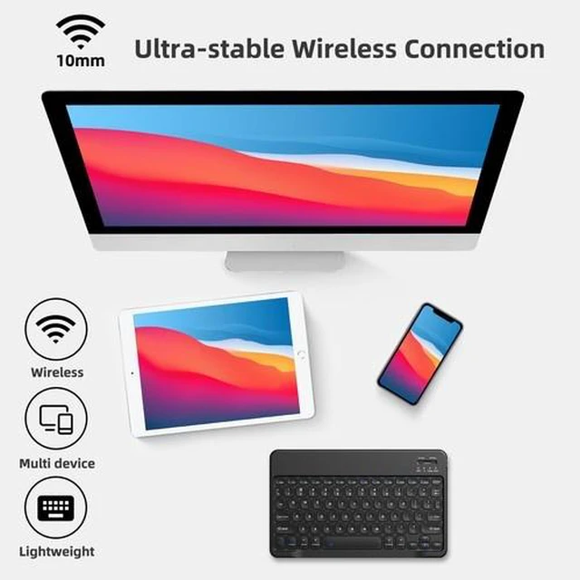 Alt view image 7 of 7 - Wireless Bluetooth Keyboard For Windows Android iOS PC Phone Tablet Universal US