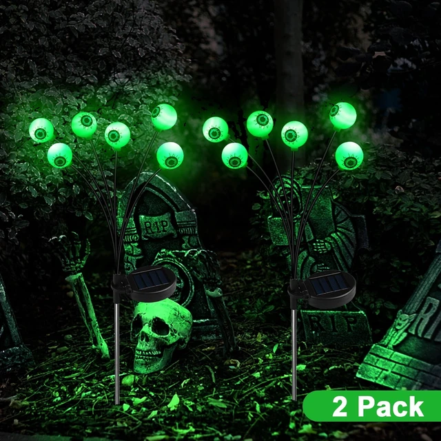 Alt view image 6 of 7 - 2 Pack LED Solar Eyeballs Light Garden Outdoor Waterproof Halloween Decor Lamp