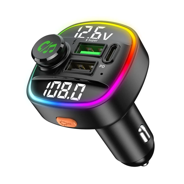 Alt view image 4 of 7 - Portable Wireless Car Radio FM Transmitter Adapter USB PD Charger AUX Hands-Free