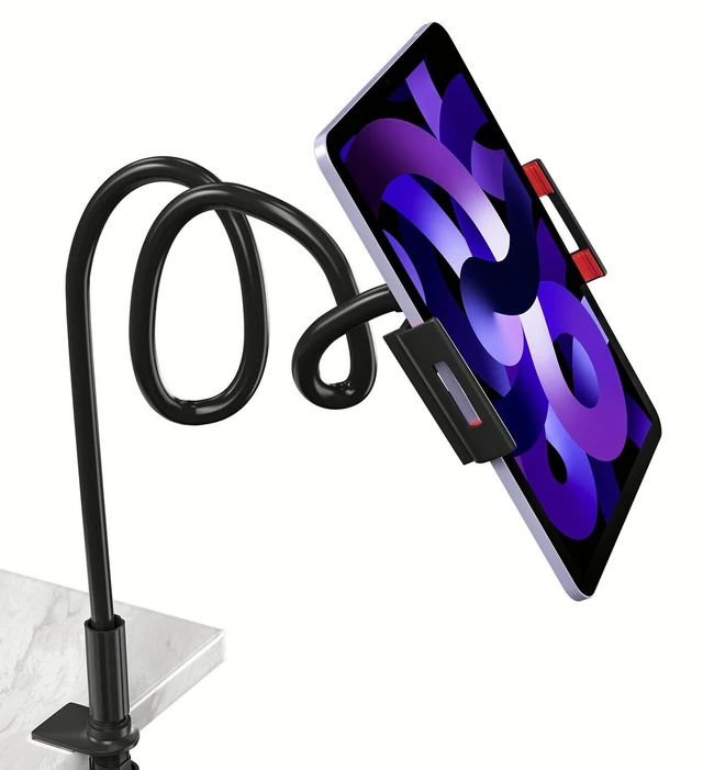 Alt view image 2 of 7 - Universal Gooseneck Tablet Phone Holder,Mount Stand Flexible Bed Desk Table Clip