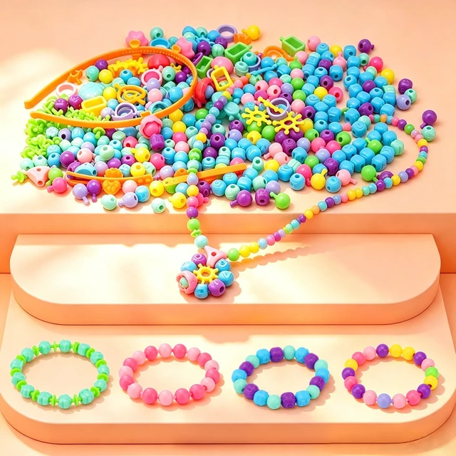 Alt view image 2 of 7 - 420Pcs Bracelet Making Kit Beads Charms Letters DIY Jewelry Craft Gift for Kids