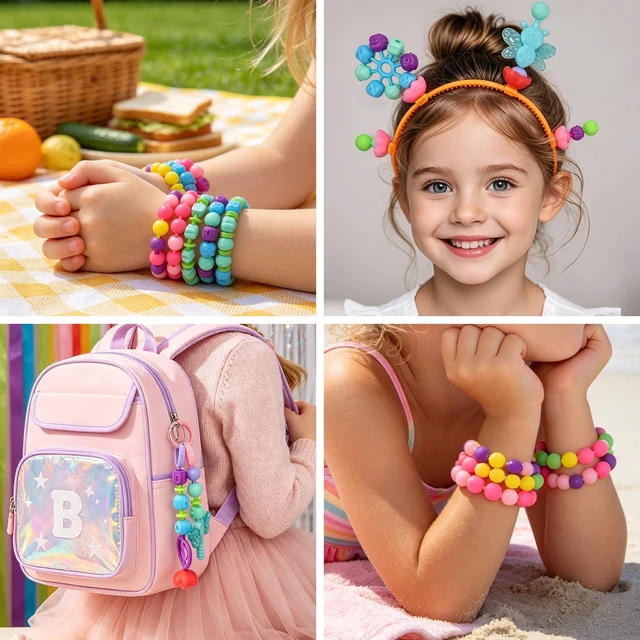 Alt view image 6 of 7 - 420Pcs Bracelet Making Kit Beads Charms Letters DIY Jewelry Craft Gift for Kids