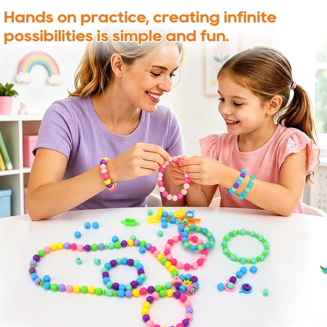 Alt view image 7 of 7 - 420Pcs Bracelet Making Kit Beads Charms Letters DIY Jewelry Craft Gift for Kids
