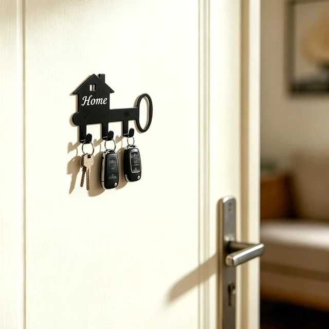 Alt view image 3 of 7 - Wall Mounted Metal Key Holder with 3 Hooks Key Hanger for Home Office Hallway