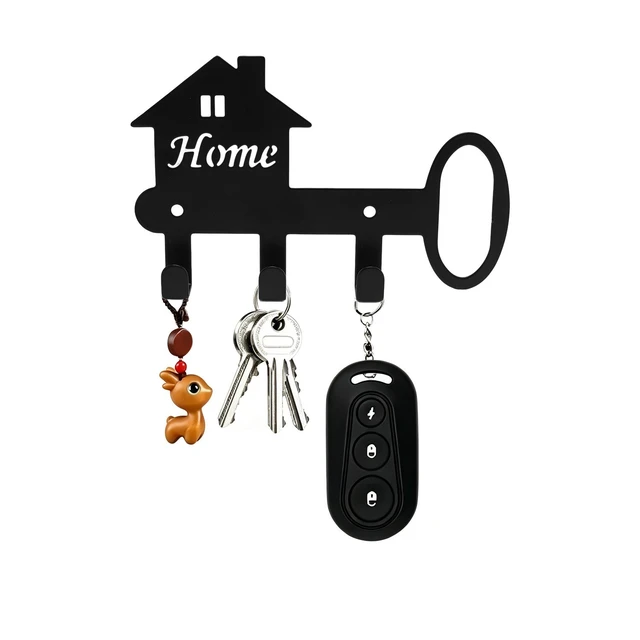 Alt view image 2 of 7 - Wall Mounted Metal Key Holder with 3 Hooks Key Hanger for Home Office Hallway